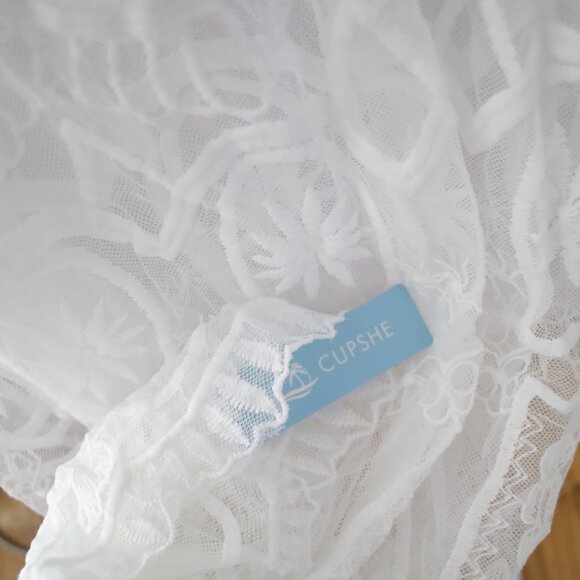 NEW White Bridal Lace Up Ruffle Sleeveless Beach Dress Size Small - Picture 7 of 9